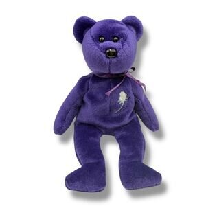 1997 Princess Diana TY Beanie Baby Purple Bear Lady Di